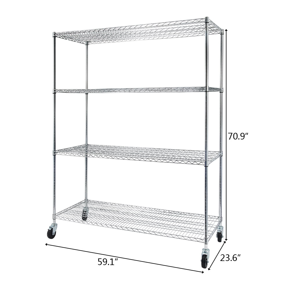 Lowestbest 4-Wire Shelving Metal Storage Rack Adjustable Shelves, Standing Storage Shelf Units with Wheels for Laundry Bathroom Kitchen Pantry Closet(59.45" * 24.41" * 7.09", Silver-G) Lowestbest 4-Wire Shelving Metal Storage Rack Adjustable Shelves, Standing Storage Shelf Units with Wheels for Laundry Bathroom Kitchen Pantry Closet(59.45" * 24.41" * 7.09", Silver-G)