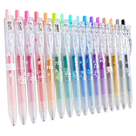16 Pack 0.7mm, Glitter Gel Pens, Retractable Gel Pen Set, Cute Transparent Medium Point Multicolor Note Taking Aesthetic lnk Pens, Comfort Grip 16 Ink Colors Drawing Writing Office Home