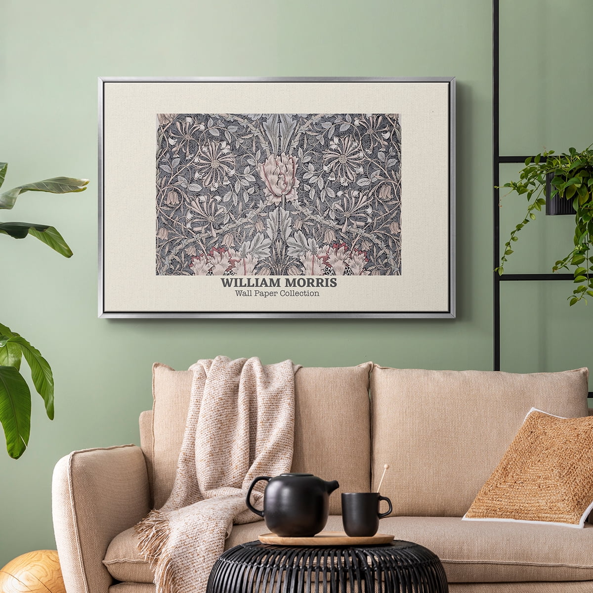 Vintage Abstract Print-XLV Framed in Silver Wood Gallery Wrapped Canvas 17 in. x 25 in.