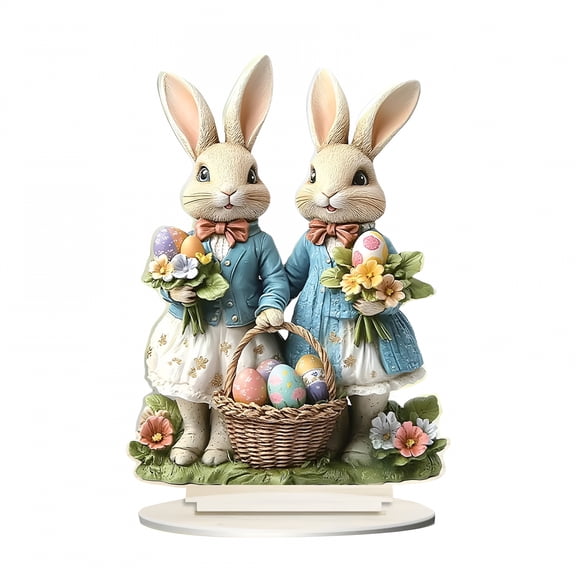 ACDANC Easter Decorations,Easter Bunny Egg Decor Tabletop Ornament For Living Room Bedroom Cute Spring Home Decoration Kids For Easter