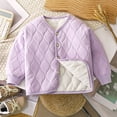 thumbnail image 2 of KAUOD Kids Quilted Puffer Jackets Button Front Lightweight Fleece Warm Coats Boys Girls Plain Long Sleeve Windproof Outwear, 2 of 5
