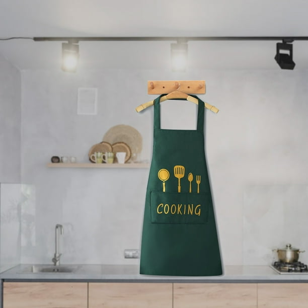 Delantal lavable de PVC para mujer | Delantal de cocina estilo japonés con bolsillo grande | Ajustable y resistente al agua | Talla única