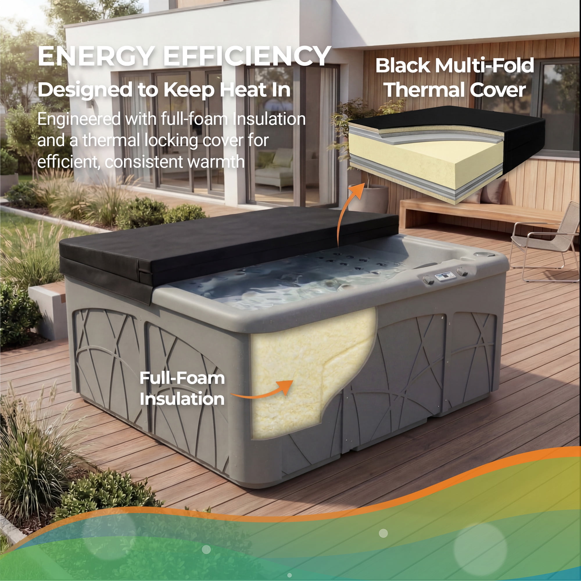 Lifesmart Spas 5 Person Plug and Play Outdoor LED Hot Tub, LS350DX, Taupe
