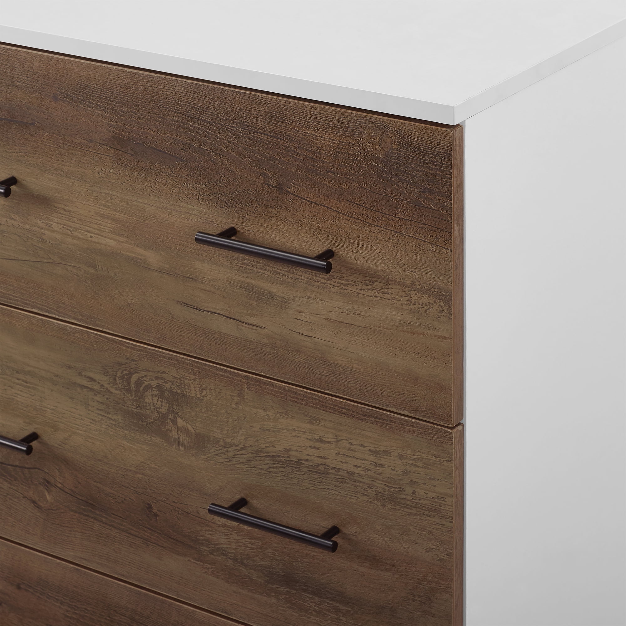Savanna Modern Wood 6 Drawer Dresser - White/Rustic Oak