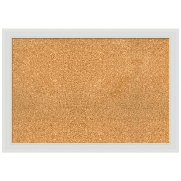 Amanti Art Natural Cork Board Framed Flair Soft White Bulletin Board 40 in. x 28 in.