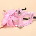 thumbnail image 3 of Glitter Carnival Dance Hanging Decoration Mardi Gras Supply with Sequins Rhinestones Decorative Steel Ball Lace and Poinsettia Flowers Venetian Carnival Accessory Musical Party Ornament Supply(Pink), 3 of 3