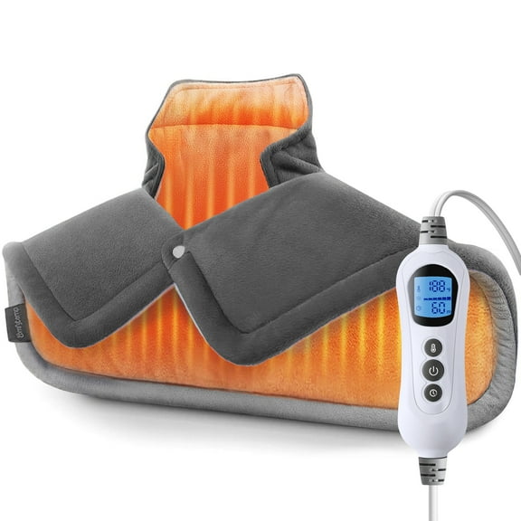 TCVOR 19''x24'' Heating Pad for Neck and Shoulders, 2Lb Weighted Soft Flannel Electric Heating Pads with 6 Heat Settings & 6 Timer Auto Shut Off, Gray