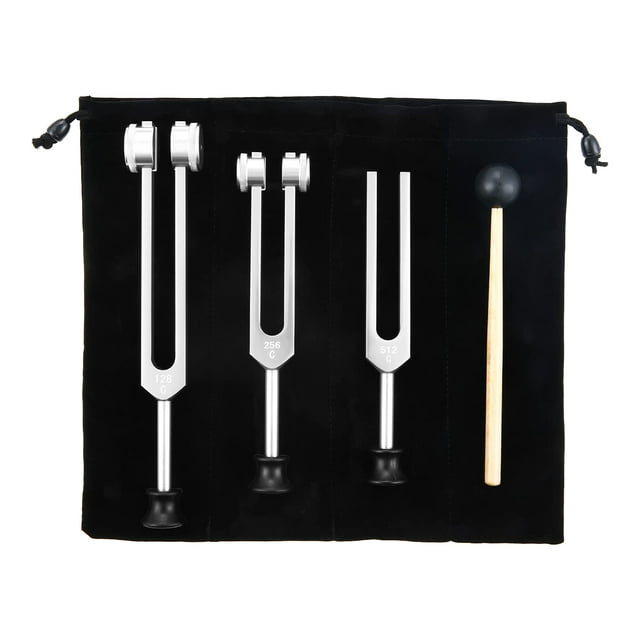 Juego de DiapasóN de 3 Paquetes (128 Hz, 256 Hz, 512 Hz) Kit de DiapasóN para CuracióN, Chakra, Terapia de Sonido, Horquilla Deslizante SóNica (Plata)