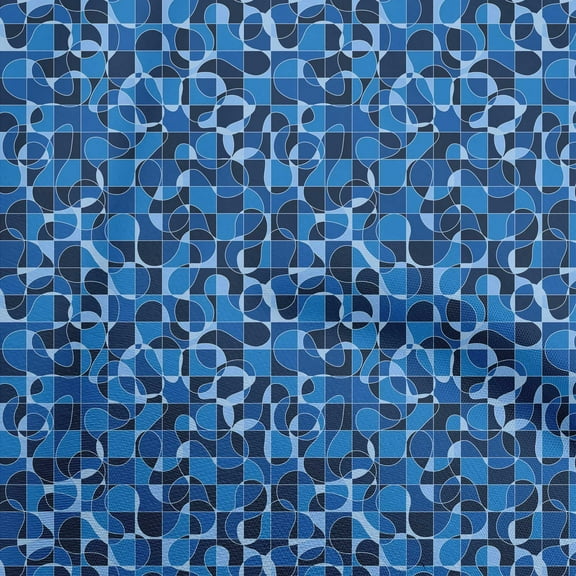 oneOone Polyester Lycra Blue Fabric Abstract Craft Projects Decor Fabric Printed By The Yard 56 Inch Wide