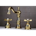 thumbnail image 2 of Kingston Brass KS1972BEX Robinet de Lavabo à Large Diffusion avec Poignée Croisée et Ressorts en Laiton Poli, 2 of 3