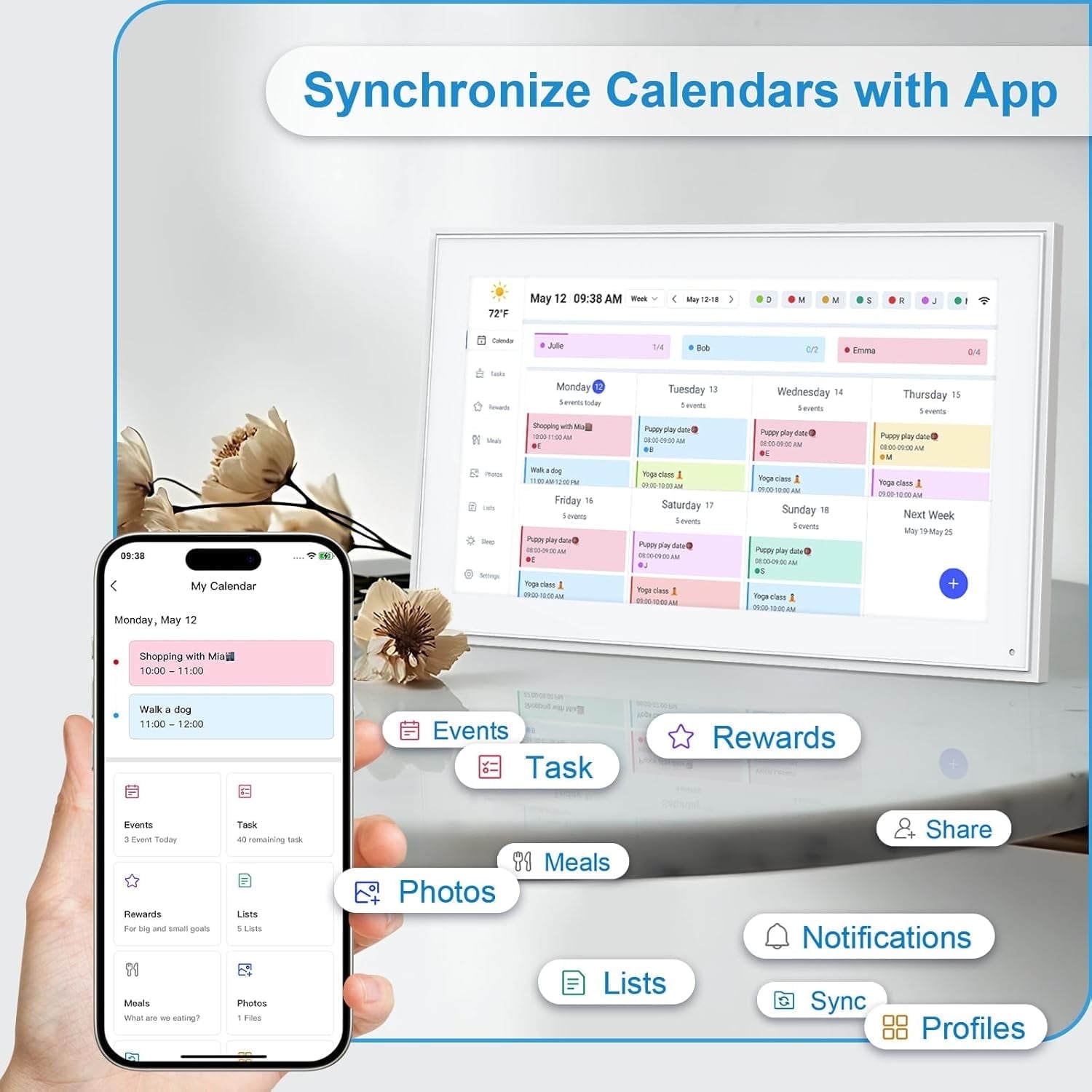 Dragon Touch 22" Digital Calendar, with1080P Touchscreen,Free Apps-Chore Chart/Photo/Rewards/Meals ect.