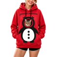 thumbnail image 3 of Unisex Pet Pouch Hoodie Long Sleeve Drawstring Oversized Sweatshirt with Pet Holding Pocket Cartoon Animal Print Pattern Hooded Pullover Warm Holiday Apparel for Pet Parents Red S, 3 of 6