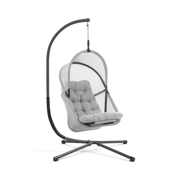 Furniture of America Drift Patio Foldable Swing Chair with Stand, Light Grey