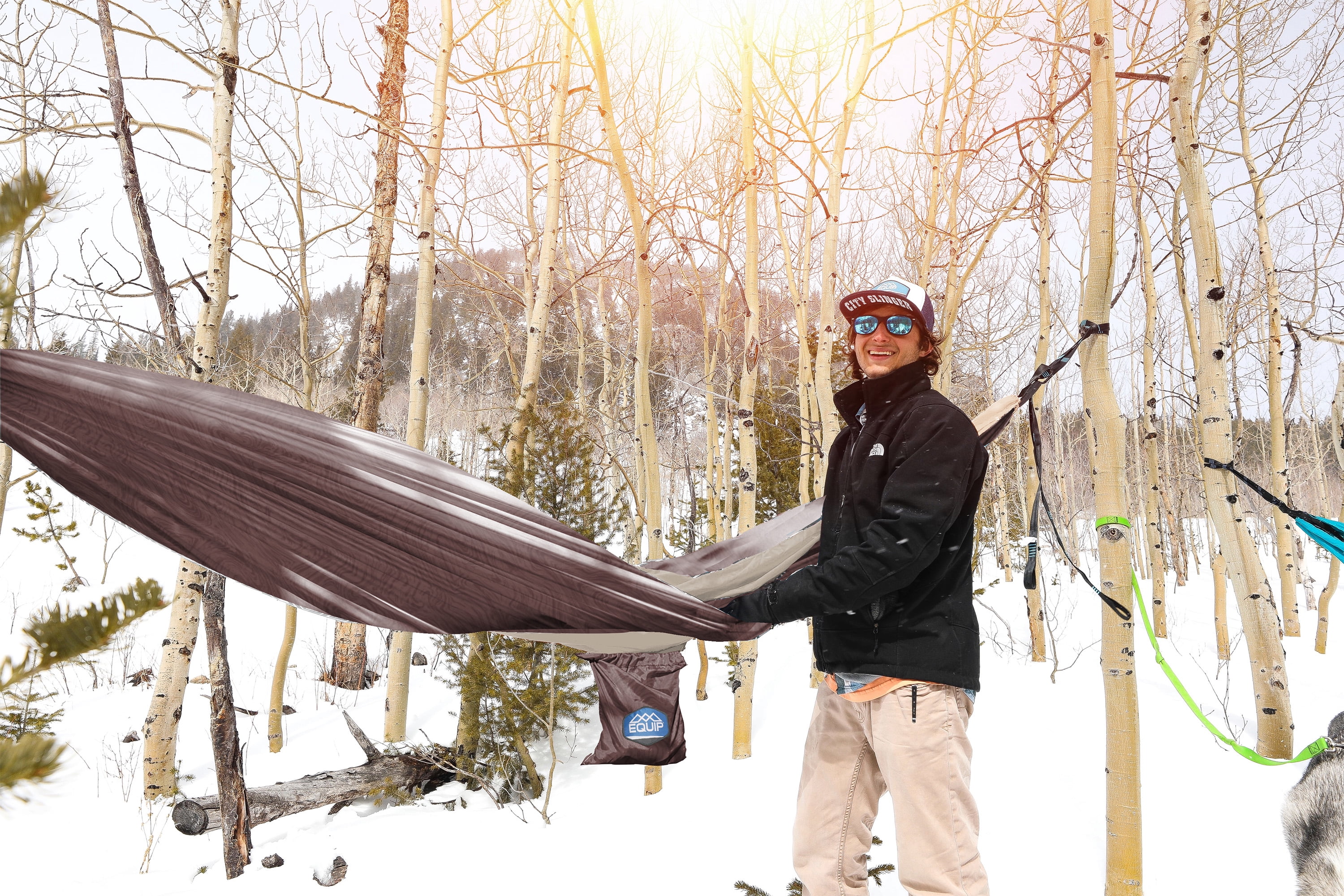 Equip 1P Travel Hammock 1-Person Camping Hammock, Cocoa & Stone