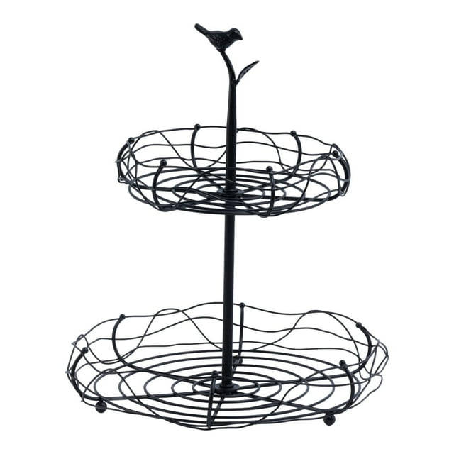 Soporte para cesta de frutas de varios niveles, frutero, versátil, de gran capacidad, con cuenco extraíble para mesa de comedor, ahorro de espacio, 2 niveles