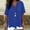 Blue, variant on Loose V-Neck T-Shirt for Women Short Sleeve Pullover Tops with Side Button Fashion Hem Split Tees
