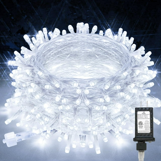 Cadena de luces LED de 20 m, 200 LED, color blanco, con temporizador, 12 modos