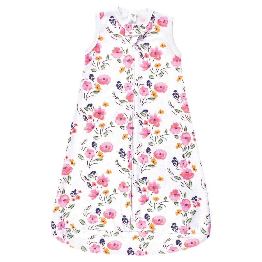 Hudson Baby Infant Girl Cotton Long-Sleeve Wearable Sleeping Bag, Sack, Blanket, Floral Bouquet Sleeveless, 18-24 Months