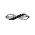 thumbnail image 4 of 14K White Gold Ring Band Diamond Round with Black and, Size 7, 4 of 5