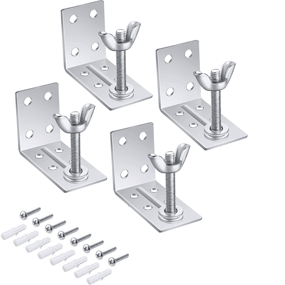 8 Pcs Metal L Brackets With Wingnut For Roman Shades - Wall Or Ceiling Mount, Silver
