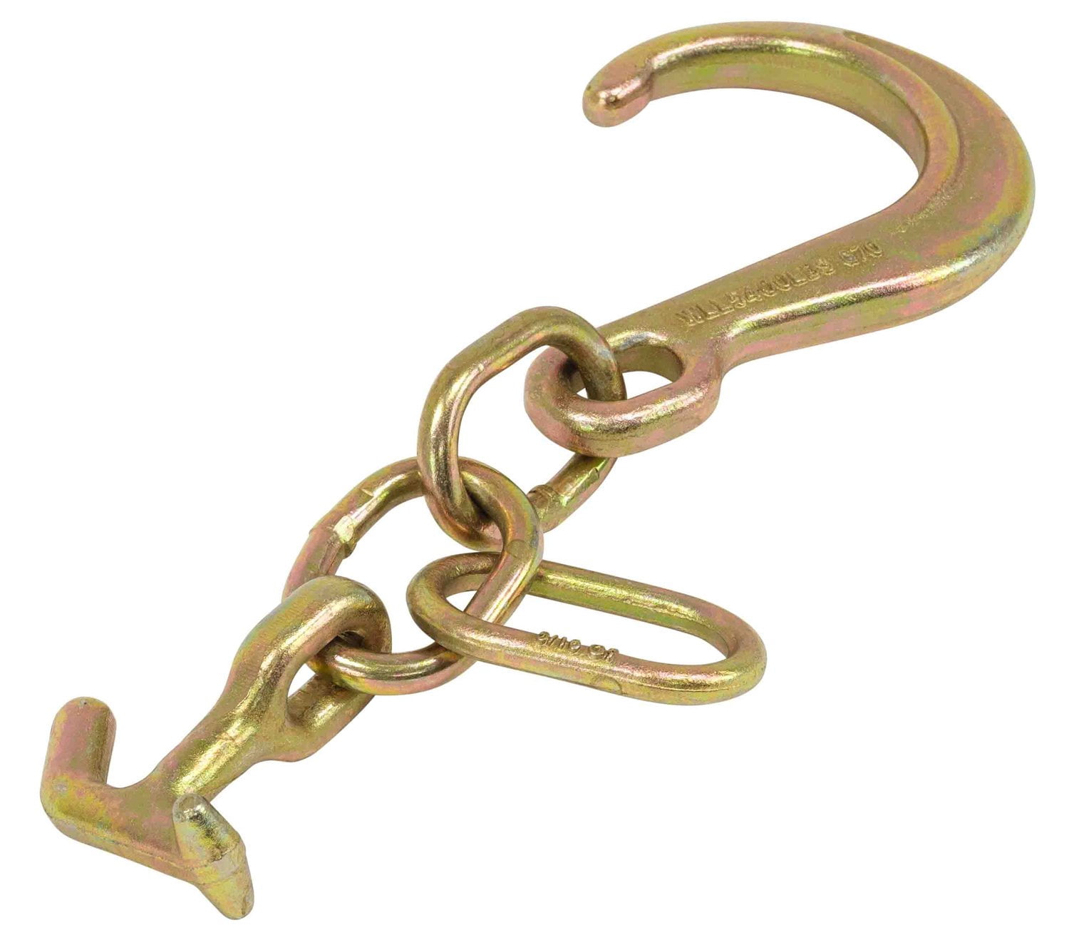 (2 Pack) 8" G70 J Hook w/ T-J Hooks and Enlarged Link, 5,400 lbs WLL, G70