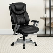 BizChair Big & Tall 400 lb. Rated High Back Black LeatherSoft Executive Ergonomic Office Chair with Silver Adjustable Arms