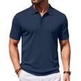 thumbnail image 2 of Delconic Men’s Classic Short Sleeve Polo Shirt with Turn Down Collar Button Closure for Business and Casual Wear Navy 5XL, 2 of 5