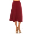 thumbnail image 3 of Women's Flared Lightweight Elastic Midi A-Line Skirt - Comfortable and Stylish, 3 of 8