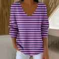 thumbnail image 2 of Khunlpohl Womens Long Sleeve Striped Tops Dressy Casual Color Block V Neck Blouses Tunic Fall Fashion, 2 of 6