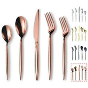 ReaNea Rose Gold Silverware Set 20 Pieces, Flatware Set, Cutlery Set Service For 4