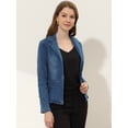 thumbnail image 3 of INSPIRE CHIC Chaqueta de mezclilla lavada de manga larga con botones y solapa con muesca para mujer Azules L, 3 of 5