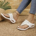 thumbnail image 6 of Xfvqtps Wedge Sandals for Women Flip Flops Slide Flower Decor Arch Support Non Slip Soft Sole Comfortable Breathable Casual Walking Summer Shoes White, 6 of 8