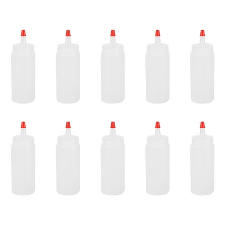 10 120ml/ 4oz Squeeze Bottles Reusable Dispense Squeeze Bottles with Lids for Dressing, Craft, Kitchen