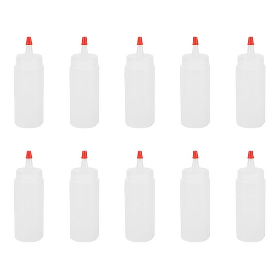10 120ml/ 4oz Squeeze Bottles Reusable Dispense Squeeze Bottles with Lids for Dressing, Craft, Kitchen