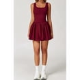 thumbnail image 2 of Womens Bubble Tennis Dress Squre Neck Sleeveless Workout Golf Athletic Dresses Build in Shorts with Pockets Wine Red M, 2 of 7