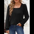 thumbnail image 4 of Camisas Tipo Túnica para Mujer, Camisas Holgadas de Larga, Camisas de Cuello Cuadrado Negro XXL, 4 of 8