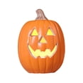 thumbnail image 2 of MInHoues Halloween Light Up Jack-O-Lantern,11.8 Inch Pumpkin Resin Figurine for Tabletop Center Decor，Smiling Face Plastic Pumpkin Lamp, Large Orange Halloween Indoor Outdoor Yard Decor-A, 2 of 6
