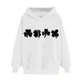 thumbnail image 3 of VBTAPA Womens St. Patrick's Day Clover Print Hoodie Trendy Casual Long Sleeve Drawstring Hooded Sweatshirt Irish Shamrock Pullover Tops White S, 3 of 5