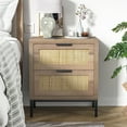 thumbnail image 6 of Eumyviv Farm House Night Stand with 2 Rattan Drawers, Wood Bedside Storage Cabinet, Oak Finish, 6 of 13