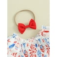 thumbnail image 6 of Douhoow Baby Girl 4th of July Romper Dress Star Balloon Print Boysuits Infant Short Puff Sleeve Shirred Jumpsuit with Bow Headband, 6 of 9