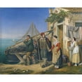 thumbnail image 2 of Ludwig von Beniczky 17x15 Black Ornate Wood Framed Double Matted Museum Art Print Titled - A Venetian Fishing Family (1846), 2 of 5