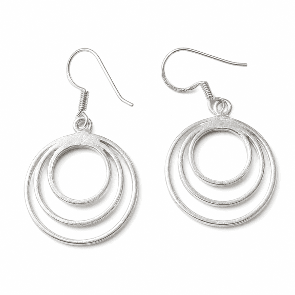 Elanzaa Jewels -Sterling Silver Earrings 925 Silver Hoops | Triple Circle Minimalist Dangle