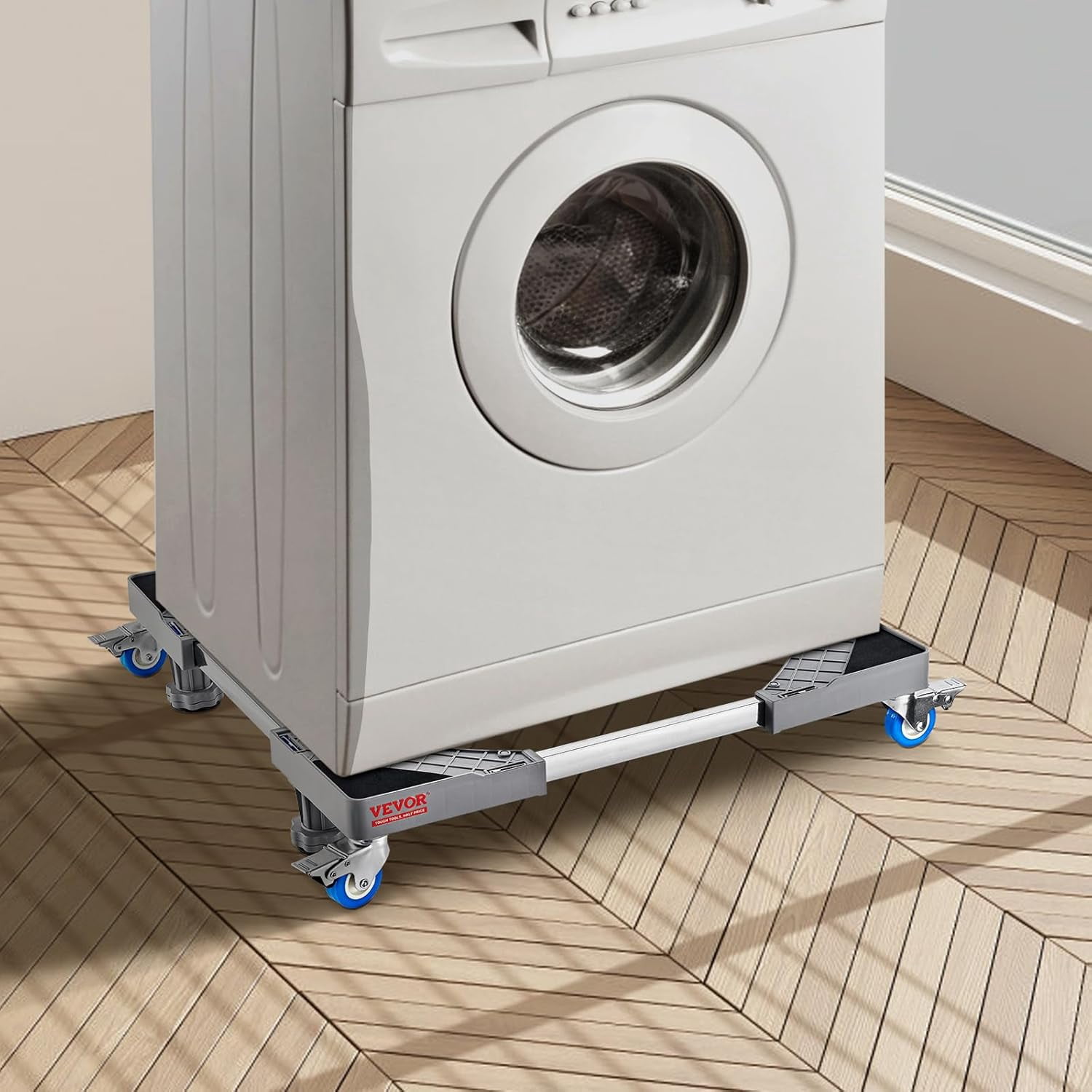 VEVOR Mini Fridge Stand, 16’’-25'' Adjustable Dolly Washing Machine Stand Base with 4 Strong Feet, 4 Locking Swivel Wheels, Furniture Mover Mobile Base for Washing Machine, Washer and Dryer