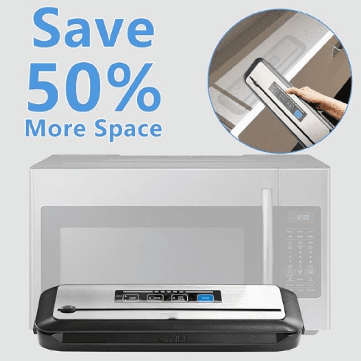 Vacuum Sealer Machine with Starter Kit, Automatic PowerVac Air Sealing Machine for Food Preservation, Dry & Moist Sealing Modes,Built-in Cutter,Easy Cleaning Storage