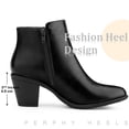 thumbnail image 5 of BLISSFUL STEP Women's Ankle Boots Mid Height Chunky Heel Round Toe Two Zipper Booties Black 7, 5 of 8