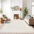 thumbnail image 1 of Washable Area Rug 8x10 Low Pile Washable Rug – Modern Geometric Bordered Solid Area Carpet with TPR Non Slip Backing, Soft Non Shedding Neutral Floor Mat for Living Room, Bedroom & Nursery, 1 of 9