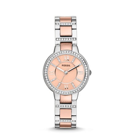 Fossil Women s Virginia Three Hand Day Date Rose Gold Tone
