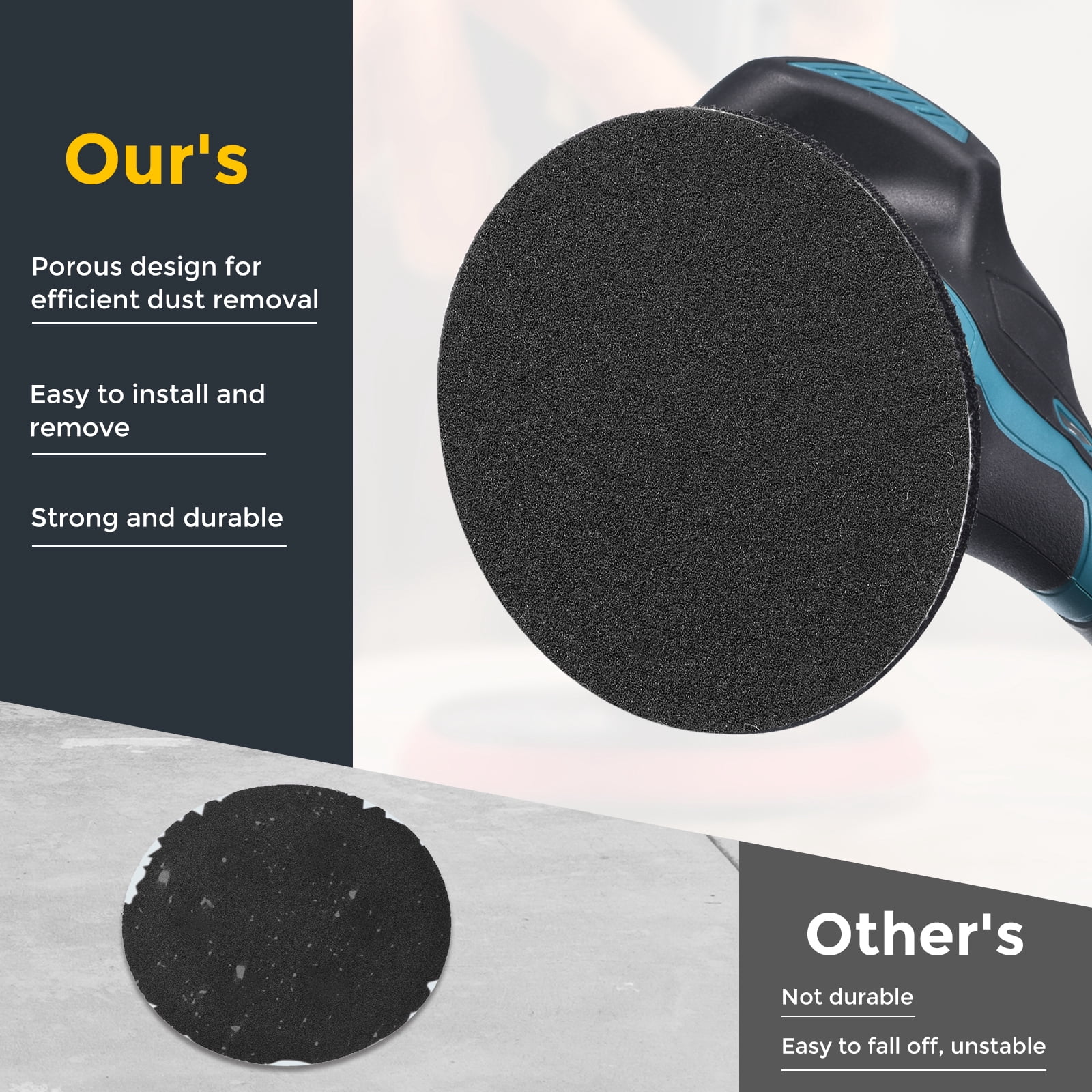 50 Pcs 6 Inch Sanding Disc 2000 Grit Hook and Loop Sandpaper Random Orbital Sander Pads for Woodworking Automotive Metal Polishing, Black