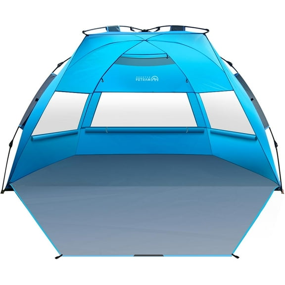 Unbranded Beach Tent for 3-4 Person - Easy Setup and Portable Beach Shade Sun Shelter Canopy with UPF 50  UV Protection Removable Skylight Family Size