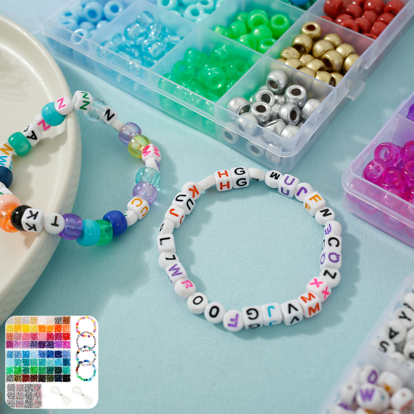 Wekvgz Pony Beads Kit with 64 Colors and Elastic Cord photo 7